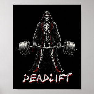 Skeleton Halloween Gym Jokes Weightlifting Workout Poster