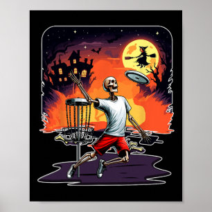 Skeleton Halloween Horror Costume Disc Golf Player Poster