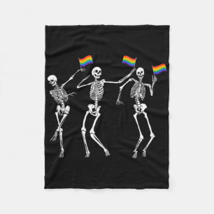 Skeleton Halloween Lgbt Flag Skeleton Gay Pride Mo Fleece Blanket