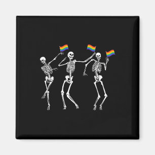 Skeleton Halloween Lgbt Flag Skeleton Gay Pride Mo Magnet