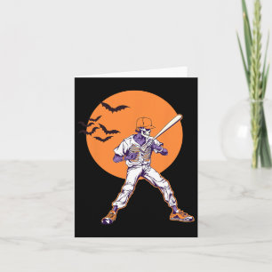 Skeleton Halloween Men Boys Baseball Halloween Card