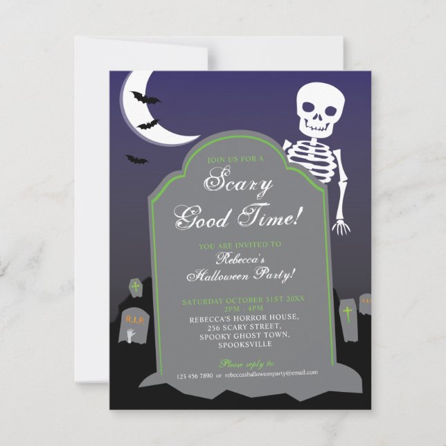 Skeleton Halloween Party Invitation (Front)