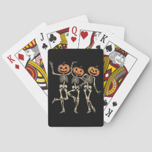 Skeleton Halloween Pumpkin Fall Spooky Season  Playing Cards