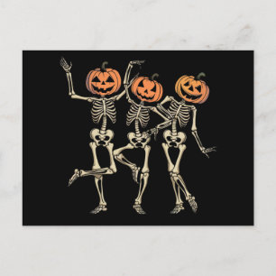 Skeleton Halloween Pumpkin Fall Spooky Season  Postcard
