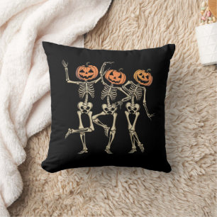 Skeleton Halloween Pumpkin Fall Spooky Season Throw Pillow