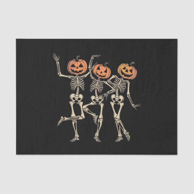 Skeleton Halloween Pumpkin Fall Spooky Season  Tissue Paper (Front)
