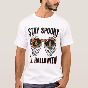 Skeleton Halloween Shirt with Witch Shades Vintage