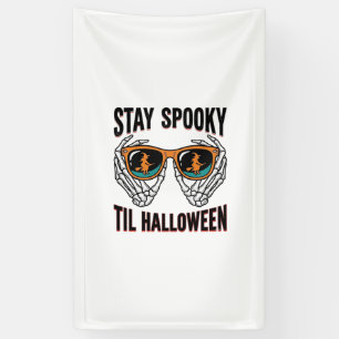 Skeleton Halloween Shirt with Witch Shades Vintage Banner