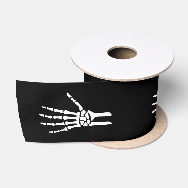 Skeleton Hand Bony Hand Silhouette Halloween Black Satin Ribbon (Spool)