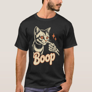 Skeleton Hand Boop Cat Vintage Funny Retro Cat Lov T-Shirt