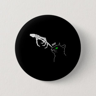Skeleton Hand Boop On A Cat's Nose Funny Halloween 2 Inch Round Button