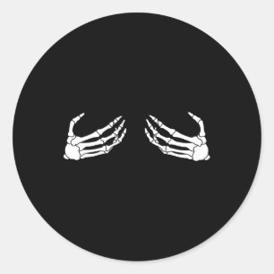 Skeleton Hand Breast Funny Halloween Costume Spook Classic Round Sticker