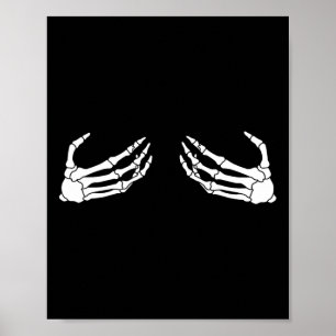 Skeleton Hand Breast Funny Halloween Costume Spook Poster