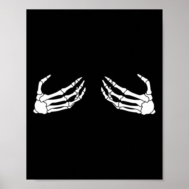 Skeleton Hand Breast Funny Halloween Costume Spook Poster (Front)