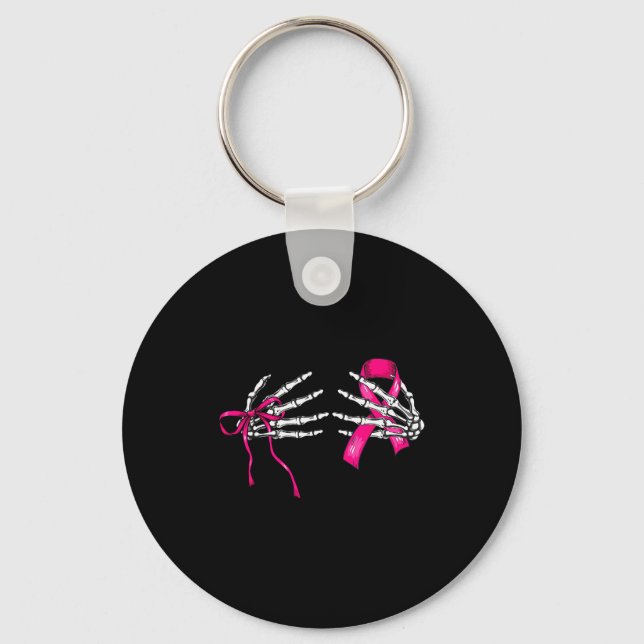 Skeleton Hand Check Your S Funny Survivor Breast C Keychain (Front)