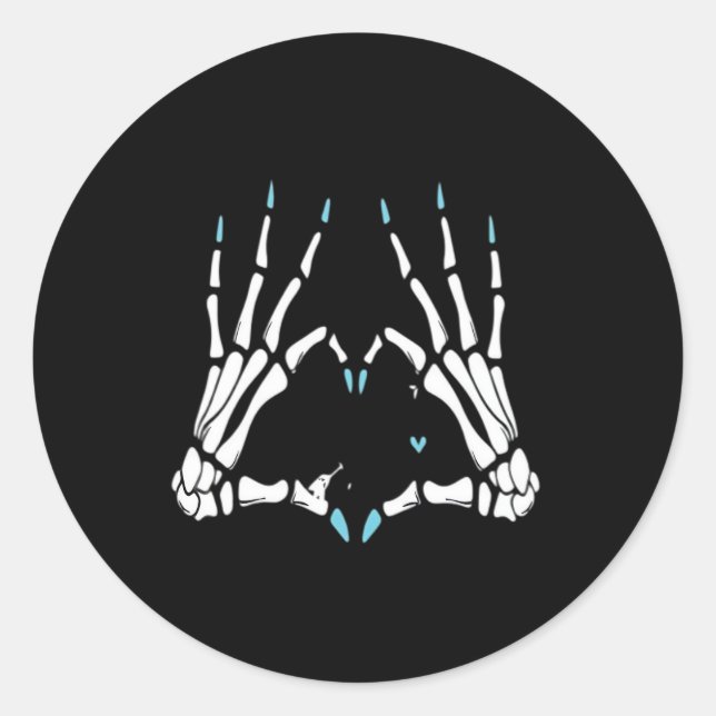 Skeleton Hand Classic Halloween Classic Round Sticker (Front)