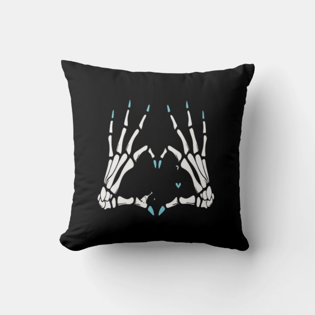Skeleton Hand Classic Halloween Throw Pillow (Front)