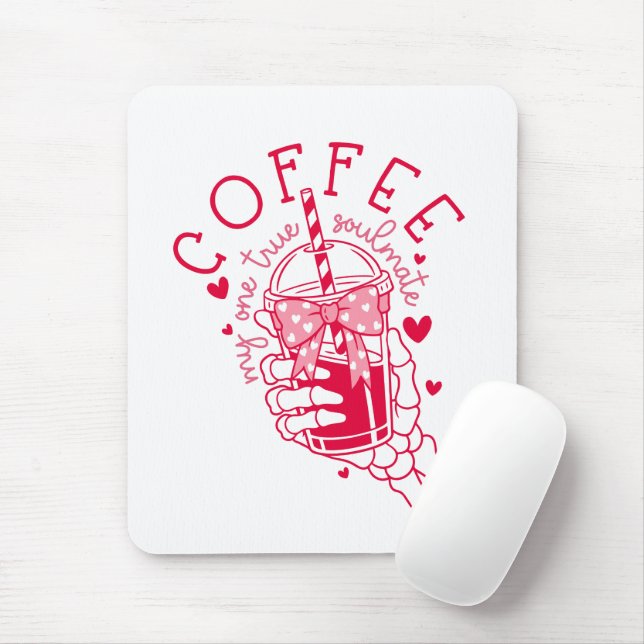 Skeleton Hand Coffee Red Hearts Gothic Mouse Pad (With Mouse)