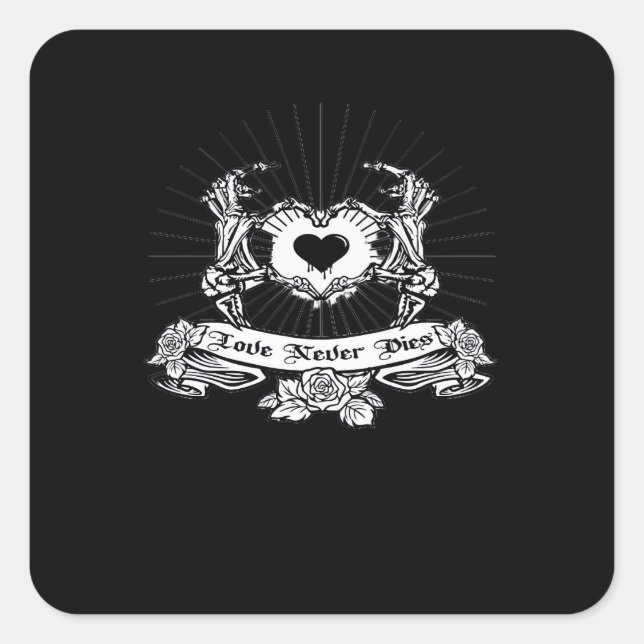 Skeleton Hand Design Classic Square Sticker (Front)
