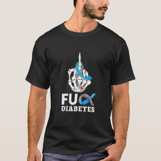 Skeleton Hand F ck Diabetes Blue Ribbon Awareness  T-Shirt