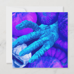 Skeleton hand fingers reach for Halloween skull Invitation