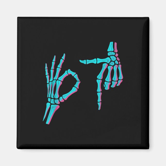 Skeleton Hand Funny Six Seven 6 7 Meme 67 Hallowee Magnet (Front)