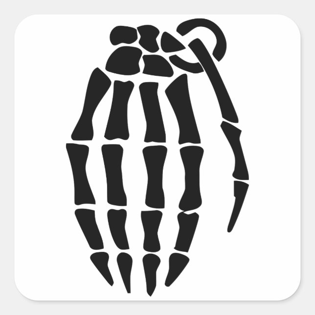 Skeleton Hand Grenade Square Sticker (Front)