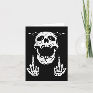 Skeleton Hand Halloween Bones Middle Finger Skull Card