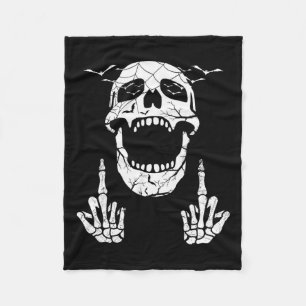 Skeleton Hand Halloween Bones Middle Finger Skull  Fleece Blanket