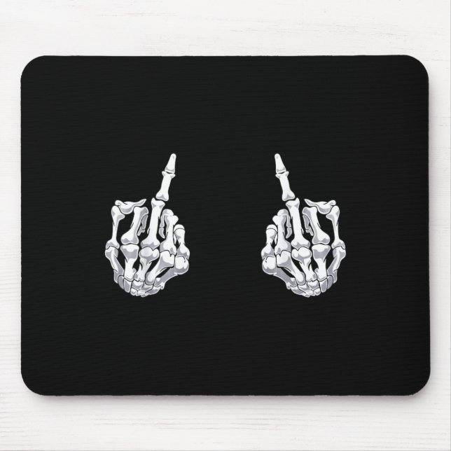 Skeleton Hand Halloween Bones Middle Finger Skull Mouse Pad (Front)