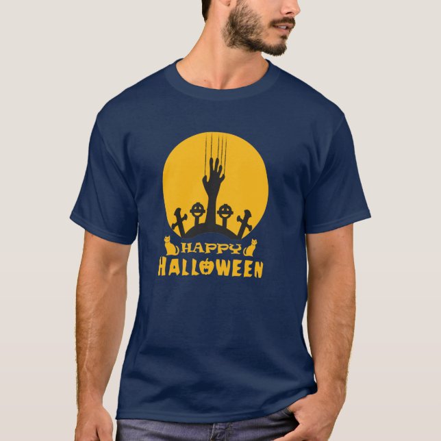 Skeleton Hand  Halloween Graveyard  T-Shirt (Front)