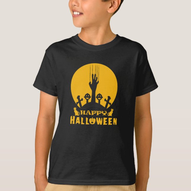 Skeleton Hand  Halloween Graveyard  T-Shirt (Front)