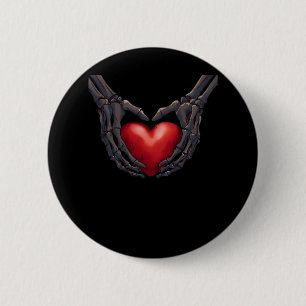 Skeleton Hand Heart 2 Inch Round Button