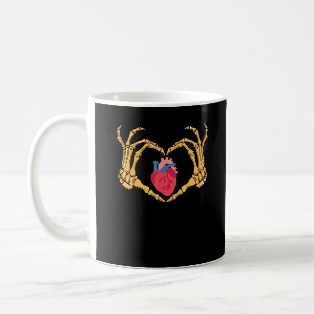 Skeleton Hand Heart Anatomy Cardiac Cvicu Nurse Ha Coffee Mug (Left)