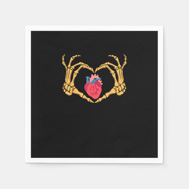 Skeleton Hand Heart Anatomy Cardiac Cvicu Nurse Ha Napkin (Front)