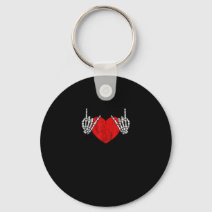 Skeleton Hand Heart And Roll, Valentines Halloween Keychain