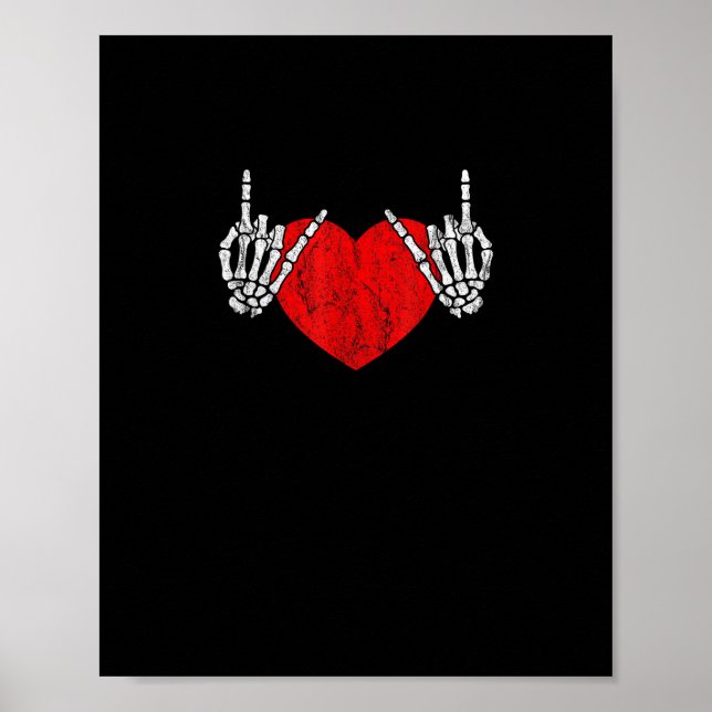 Skeleton Hand Heart And Roll, Valentines Halloween Poster (Front)