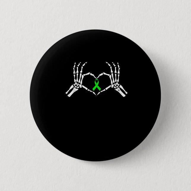 Skeleton Hand Heart Awareness Ribbon 2 Inch Round Button (Front)