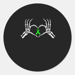 Skeleton Hand Heart Awareness Ribbon Classic Round Sticker
