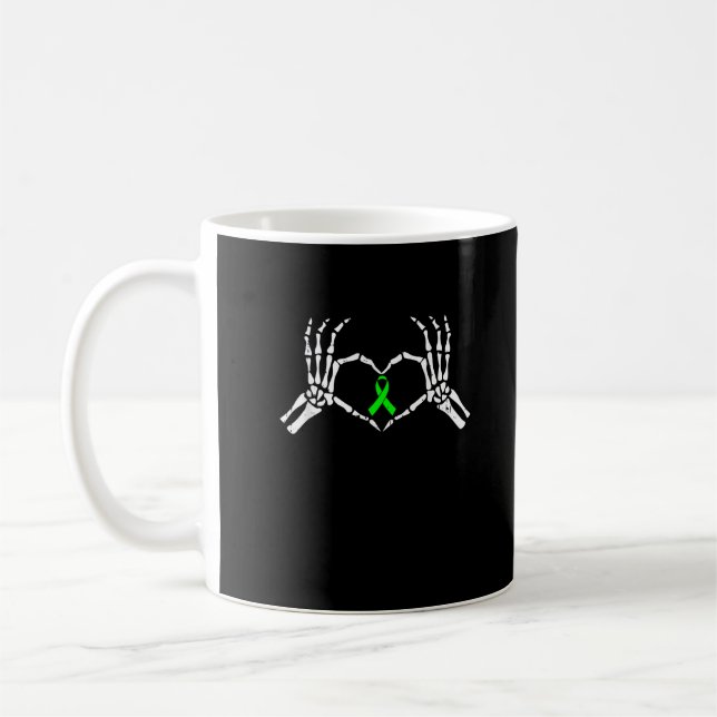 Skeleton Hand Heart Awareness Ribbon Coffee Mug (Left)