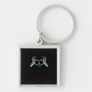 Skeleton Hand Heart Awareness Ribbon Keychain