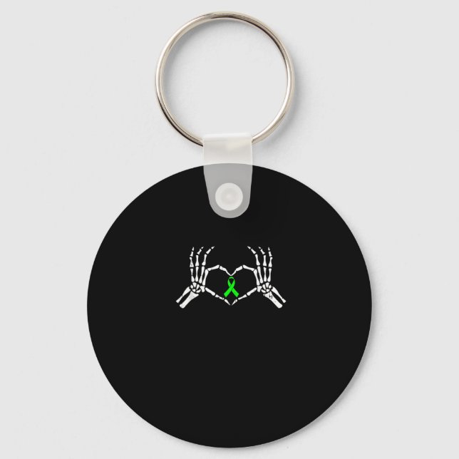 Skeleton Hand Heart Awareness Ribbon Keychain (Front)
