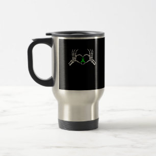 Skeleton Hand Heart Awareness Ribbon Travel Mug
