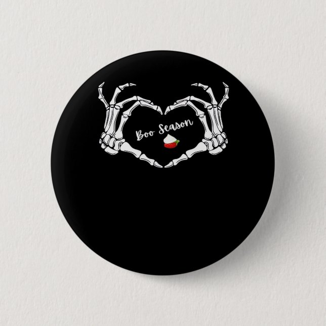 Skeleton Hand Heart Boo Season Classic 2 Inch Round Button (Front)