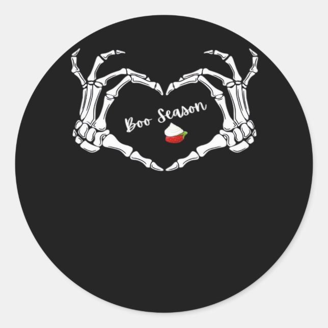 Skeleton Hand Heart Boo Season Classic Classic Round Sticker (Front)