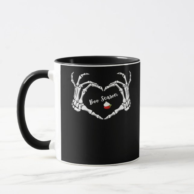 Skeleton Hand Heart Boo Season Classic Mug (Left)