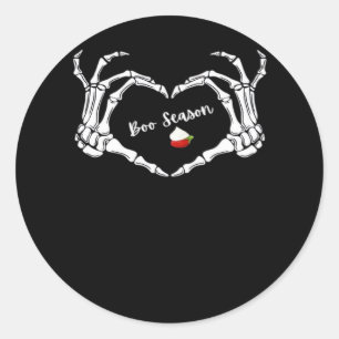 Skeleton Hand Heart Boo Season Classic Round Sticker