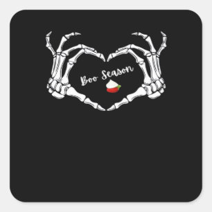 Skeleton Hand Heart Boo Season Classic Square Sticker