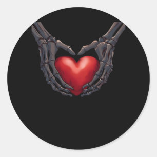 Skeleton Hand Heart Classic Round Sticker