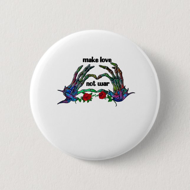 Skeleton Hand Heart Design 2 Inch Round Button (Front)